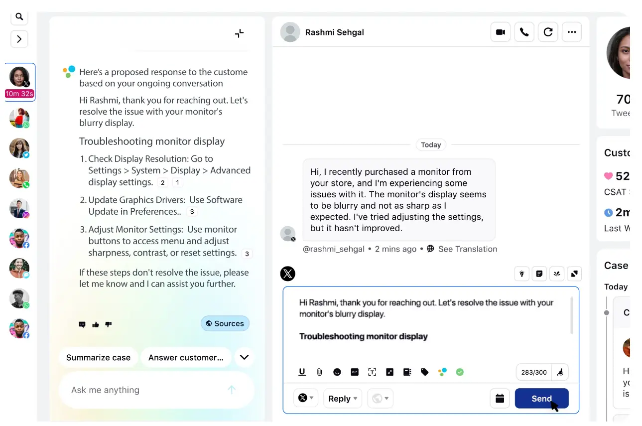 AI-powered response with Sprinklr Agent Copilot