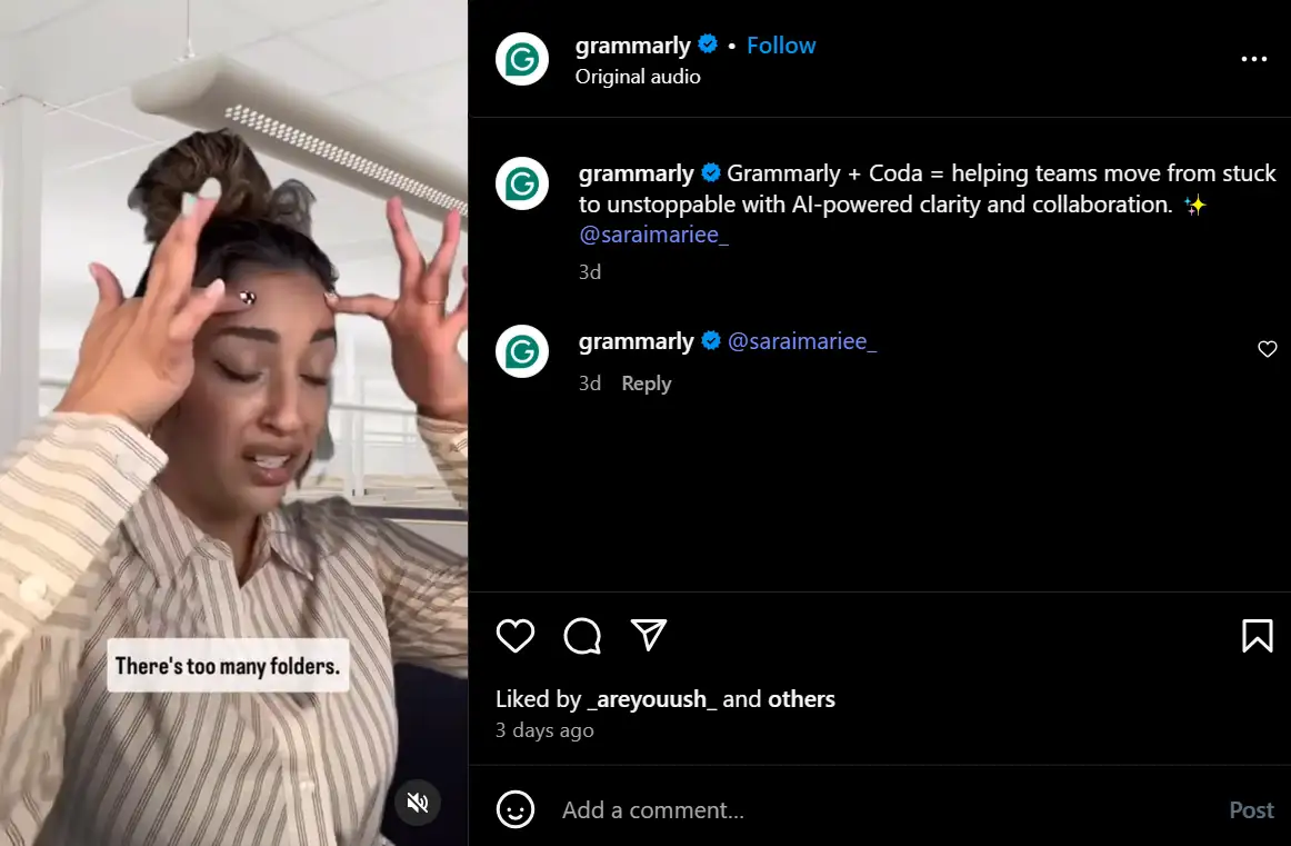 Grammarly Business builds credibility with influencer explainers