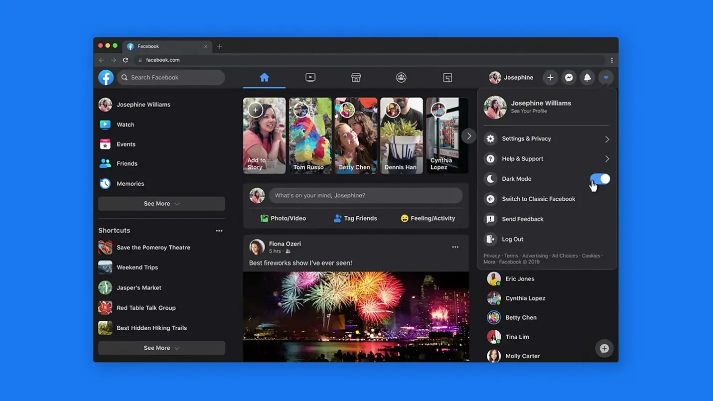 Screenshot of Facebook's home feed 