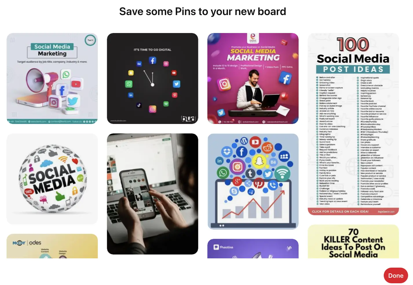 Adding pins to your Pinterest Board