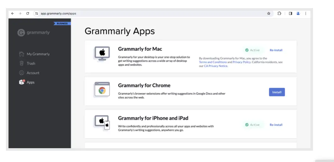 Grammarly's home page