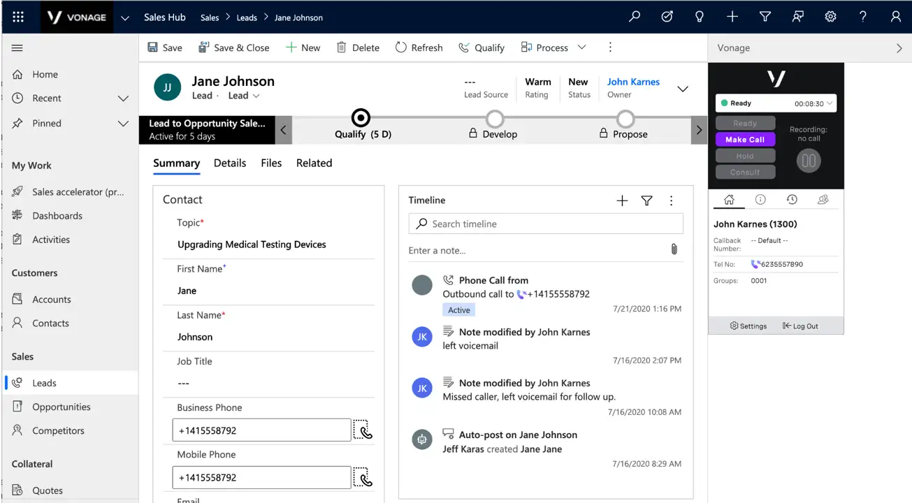 Vonage's contact center solution for contact center management