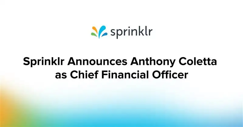 Sprinklr Announces Anthony Coletta as Chief Financial Officer