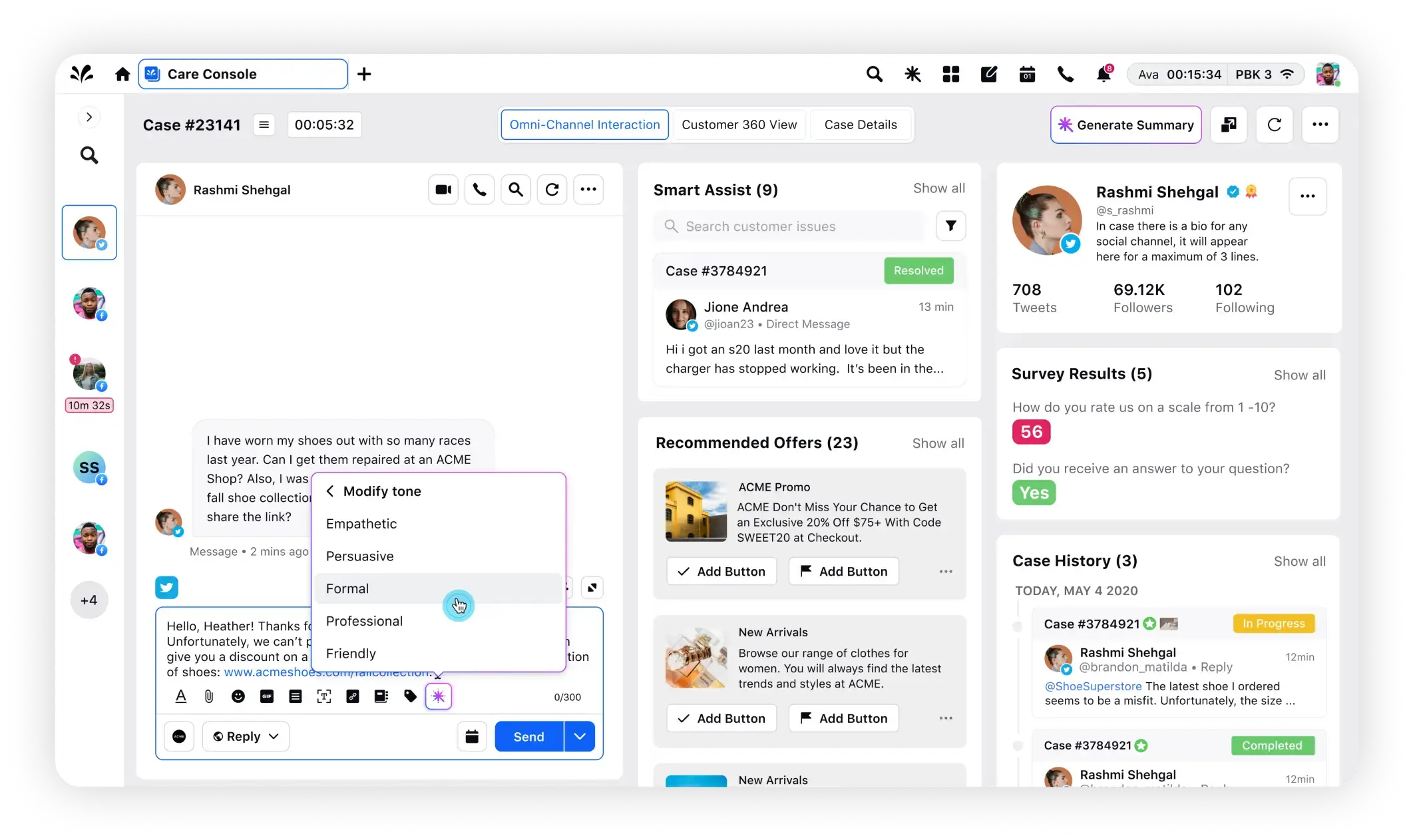 Unified Agent Desktop powered by Sprinklr Service