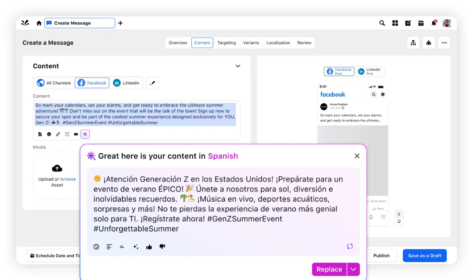 Generative AI curating relevant social content using Sprinklr