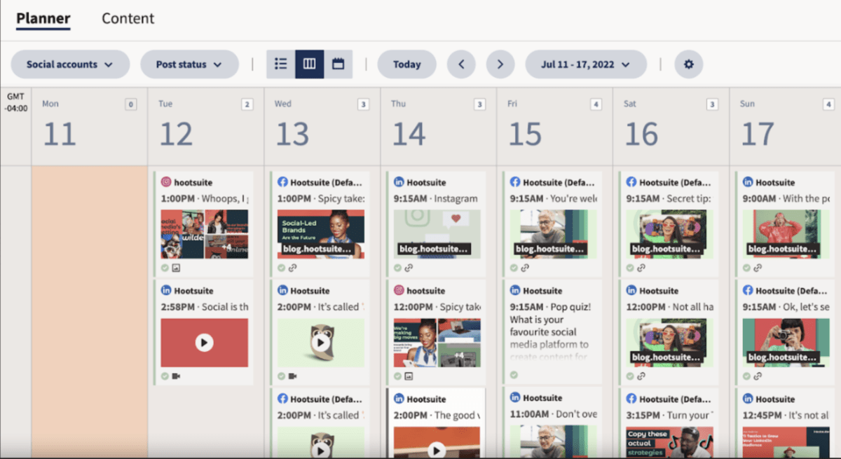 Hootsuite Content Calendar