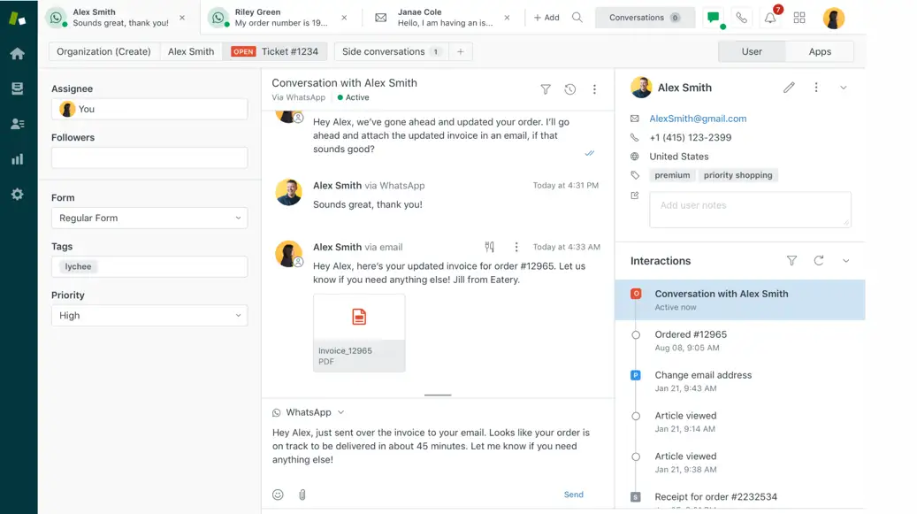 Customer service tool powered by Zendesk