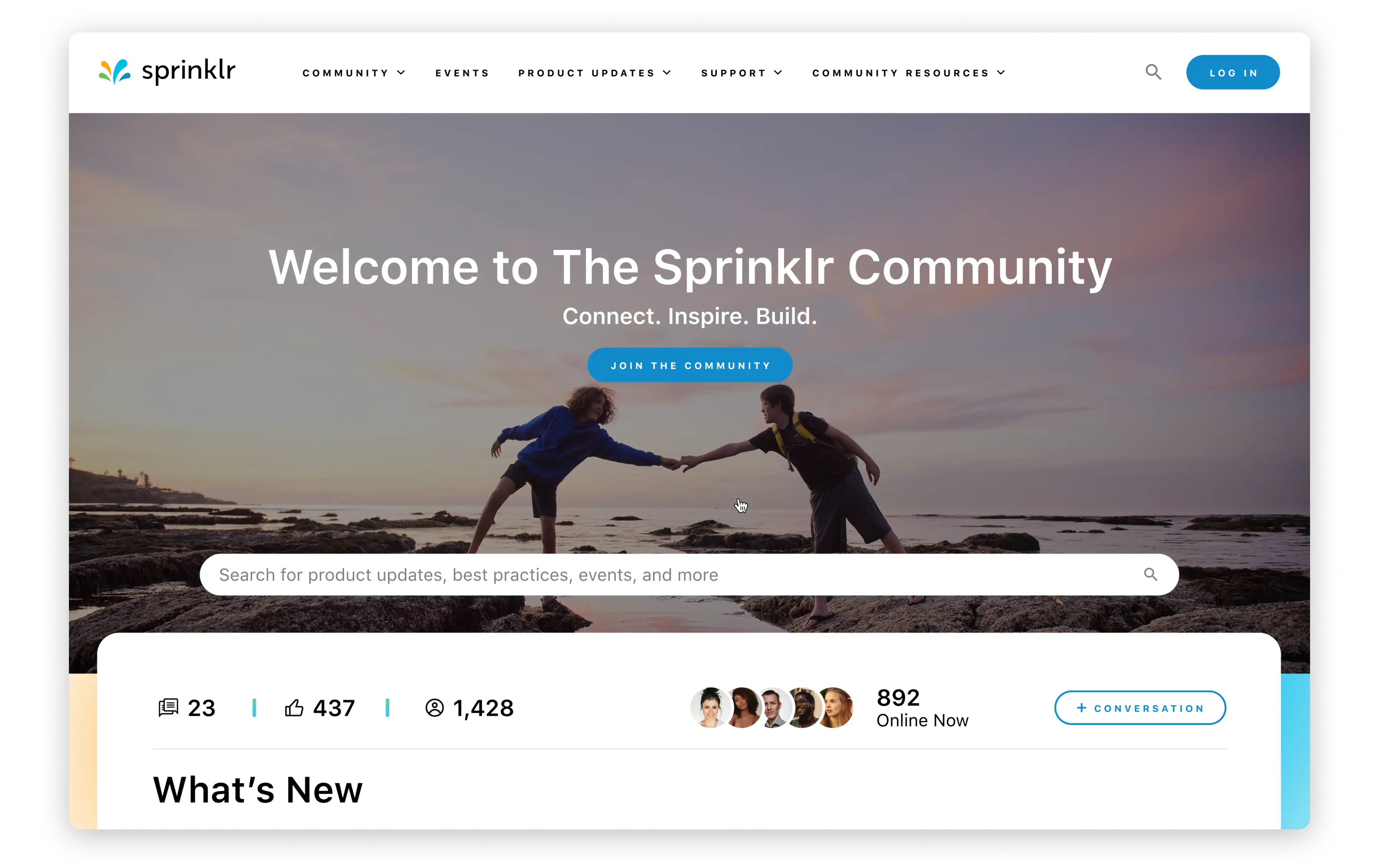 Sprinklr community forum software interface