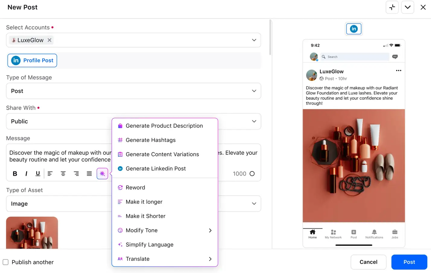 Sprinklr Social's publishing platform with AI+ capabilities.