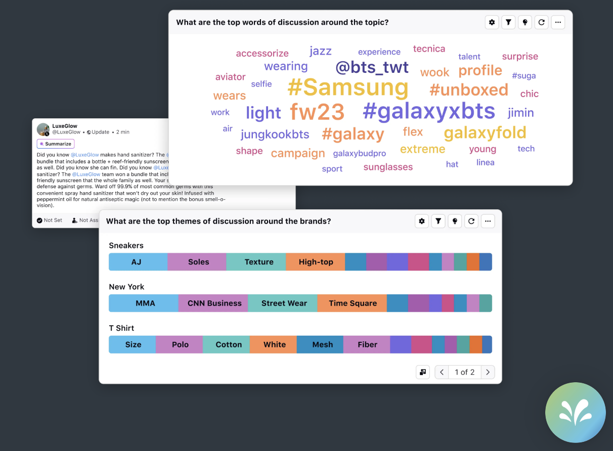 Sprinklr-s social listening dashboards shows the top phrases and words