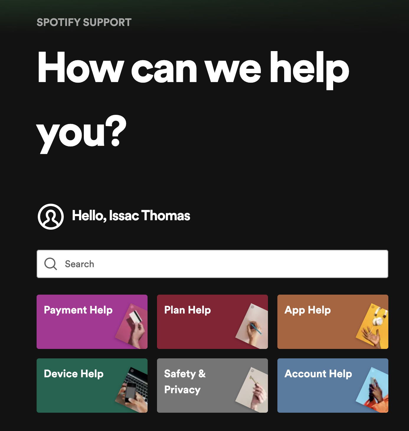Spotify customer self-service knowledge base