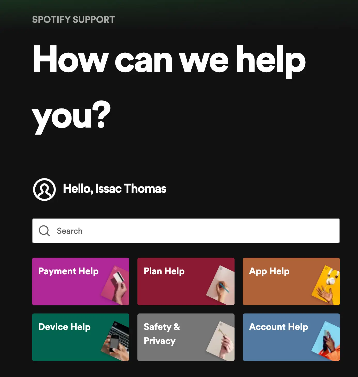 Spotify customer self-service knowledge base