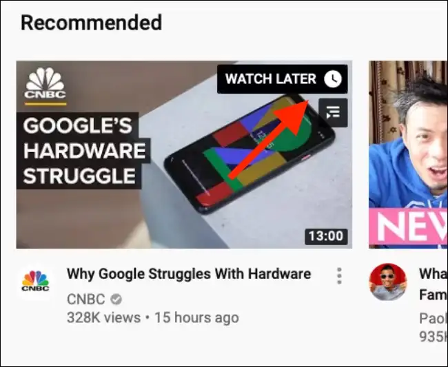 Illustration of a save feature on YouTube to bookmark content for later viewing.