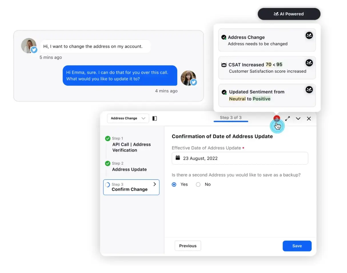 Real-time agent assistance during live conversation with Sprinklr AI+
