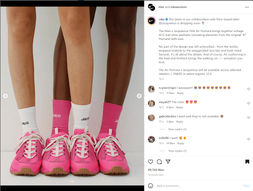 A social media post by Nike and Nike Women that promotes diversity.