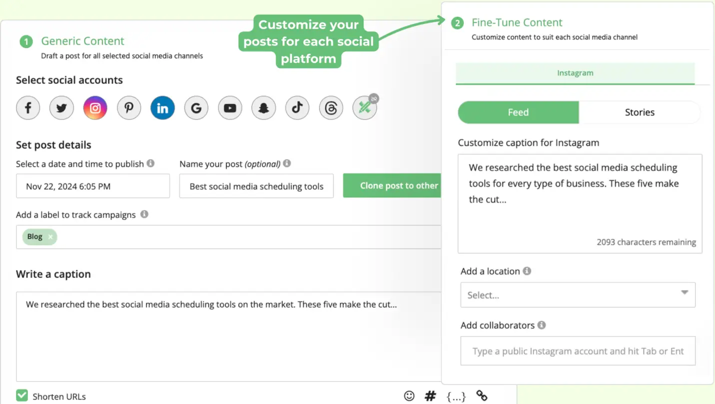 Loomly's social media scheduling feature.