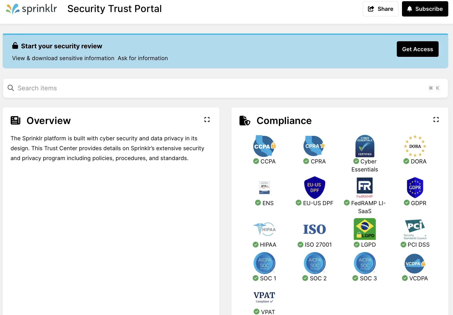 Sprinklr Trust Portal