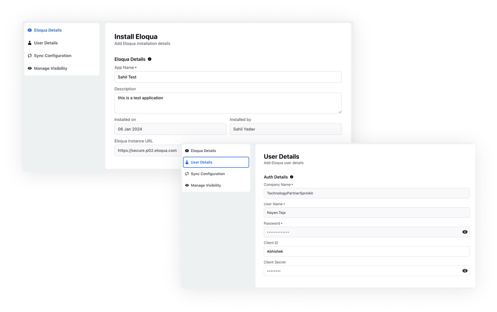 Integrated User Details