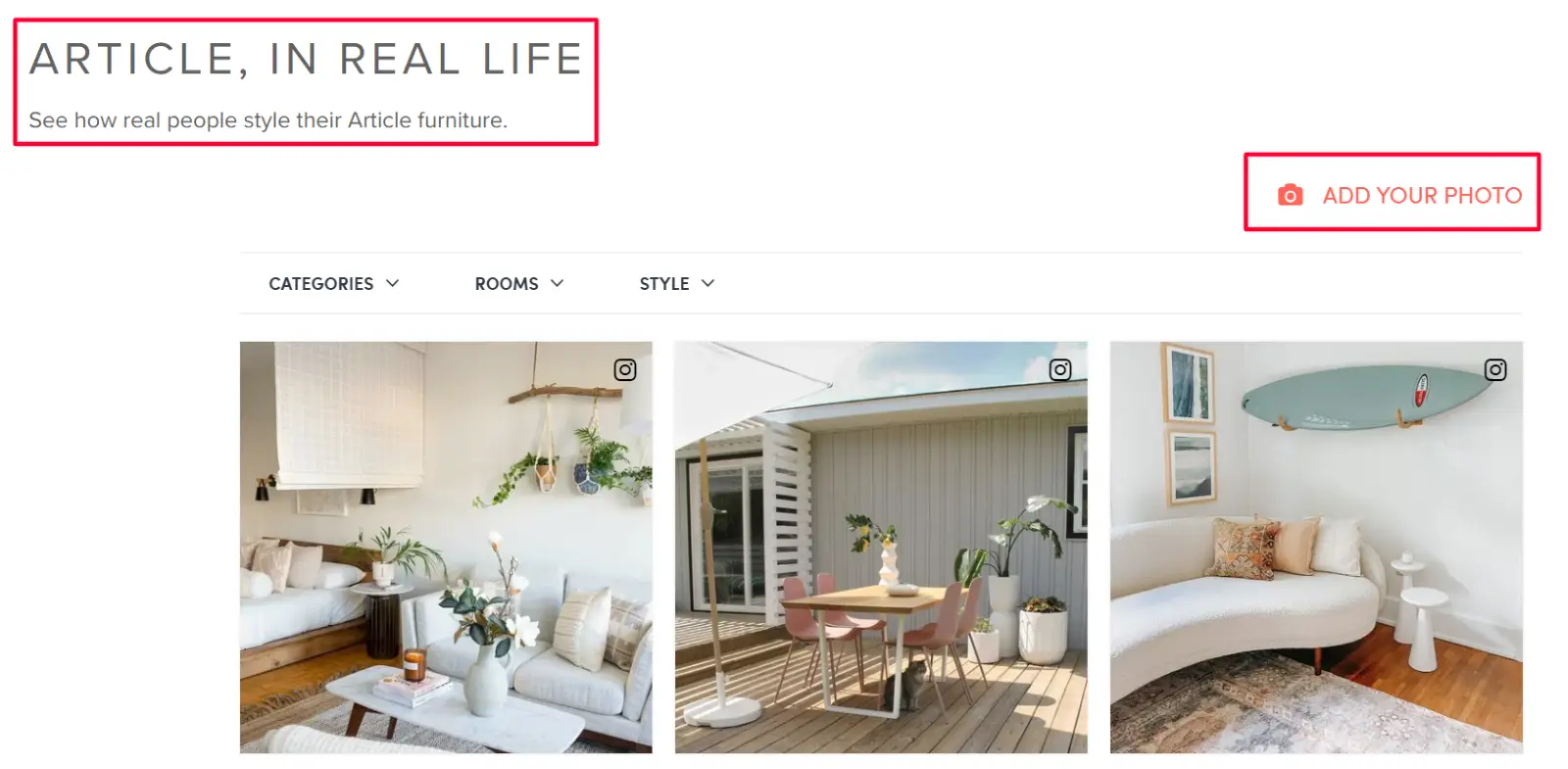 Article offers dedicated UGC page to appreciate customers