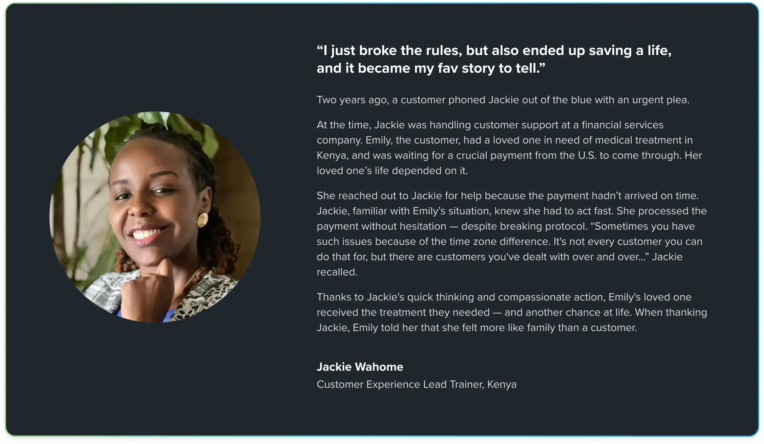 Jackie Wahome Testimonial