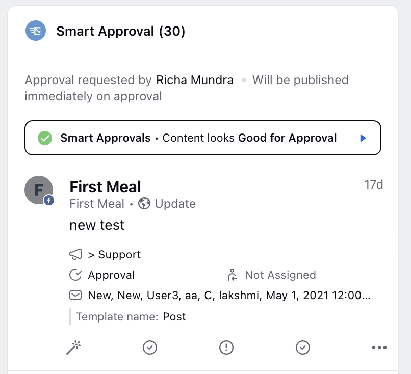 Sprinklr platform showing the smart approval feature to moderate publishing