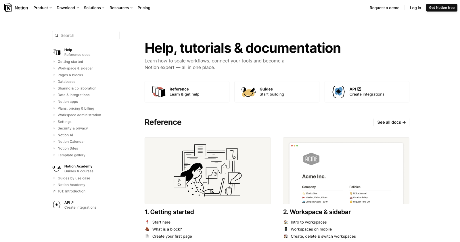 Notion knowledge base interface