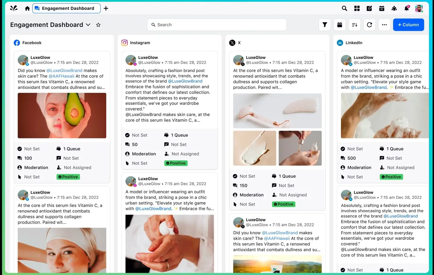 Unified dashboard for all social platforms in Sprinklr