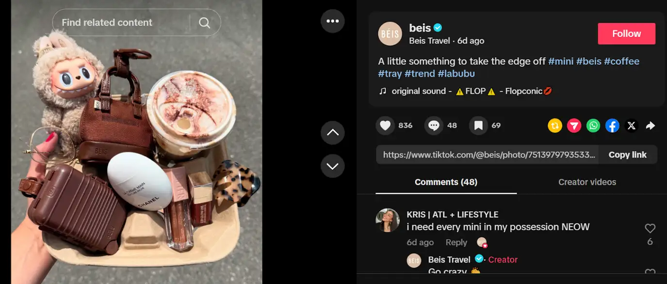 Béis, a luggage brand joining the Labubu doll trend 