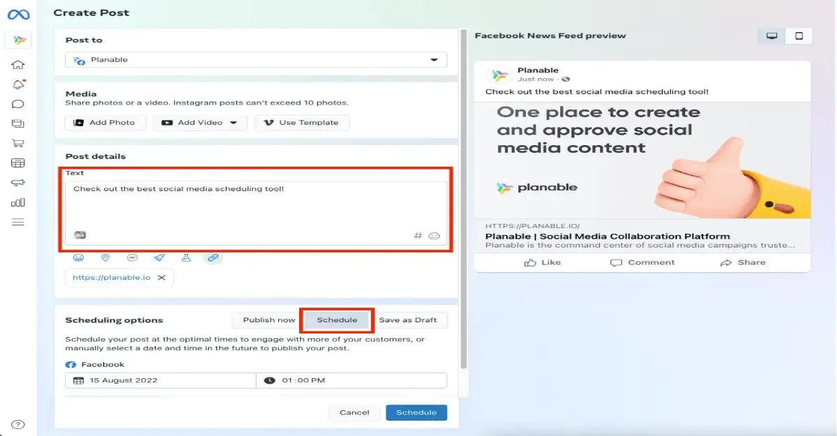 Scheduling Facebook posts using Creator Studio