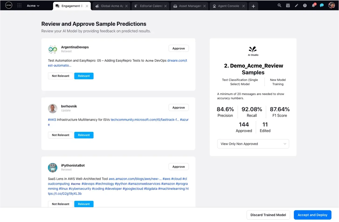 An image showing how Sprinklr allows you to create custom AI models without any coding requirements