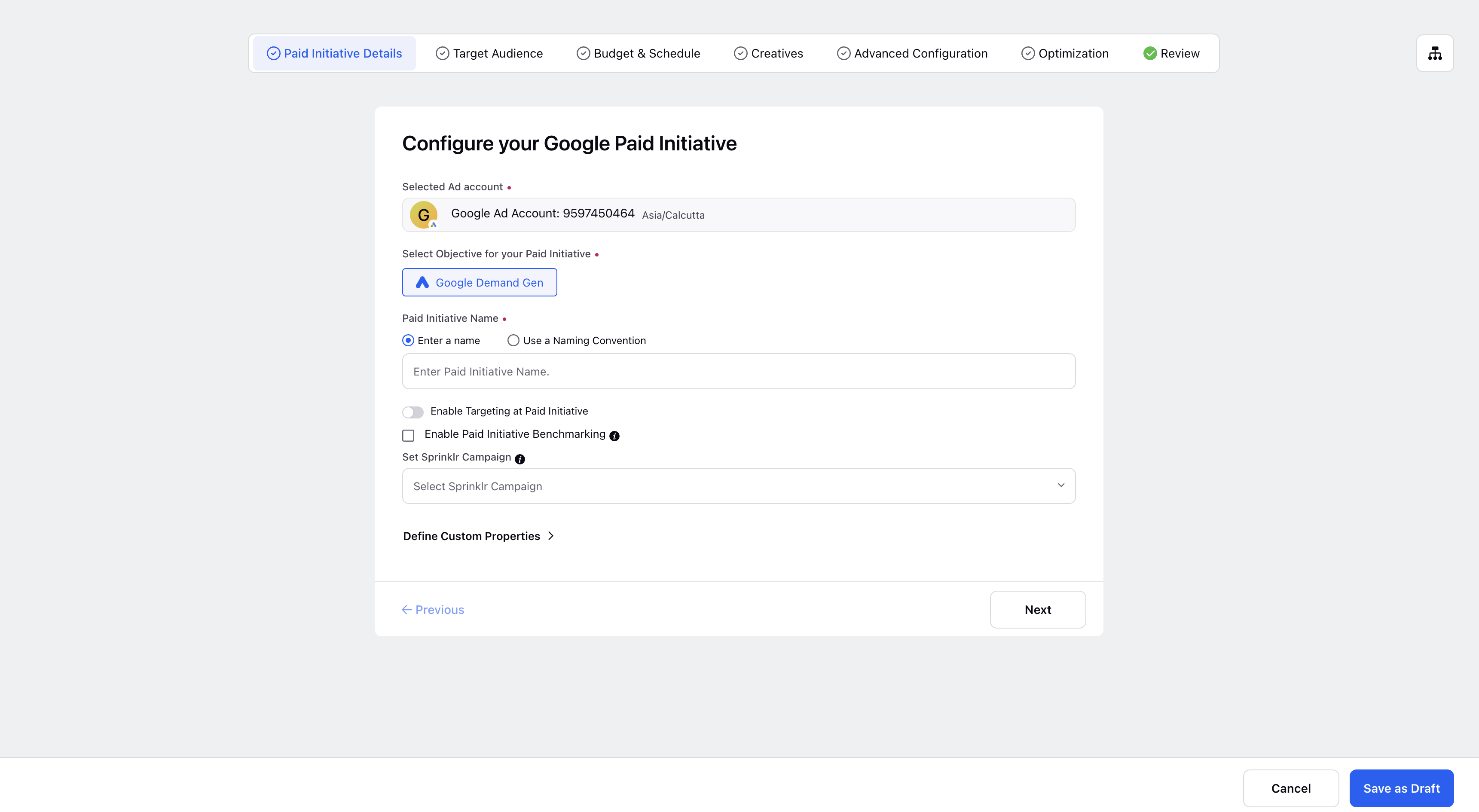Configure Google Paid Campaigns in Sprinklr 