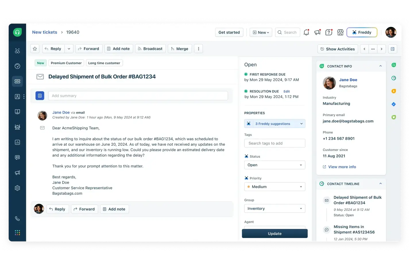 Freshdesk interface