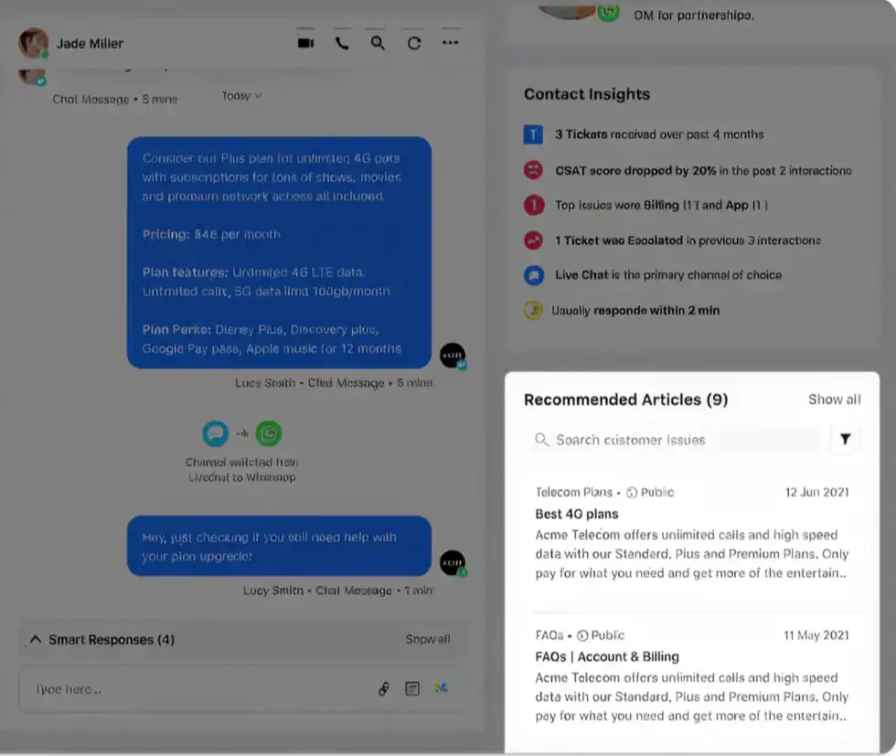 Sprinklr AI Agent autosurfaces relevant knowledge base from Sprinklr knowledge base platform