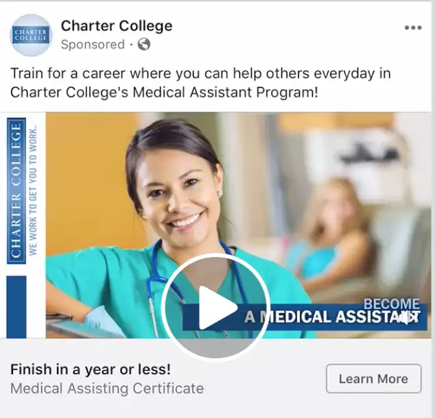 Facebook slideshow video ad example.