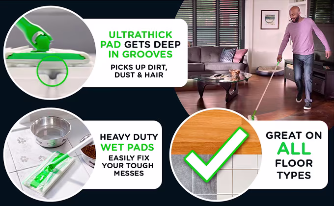 Swiffer Sweeper Heavy Duty Multi-Surface Wet Cloth Refills - Ultrathick Pad Gets Deep In Grooves, Heavy Duty Pads Easily Fix Your Tough Messes, Great On All Floors Types