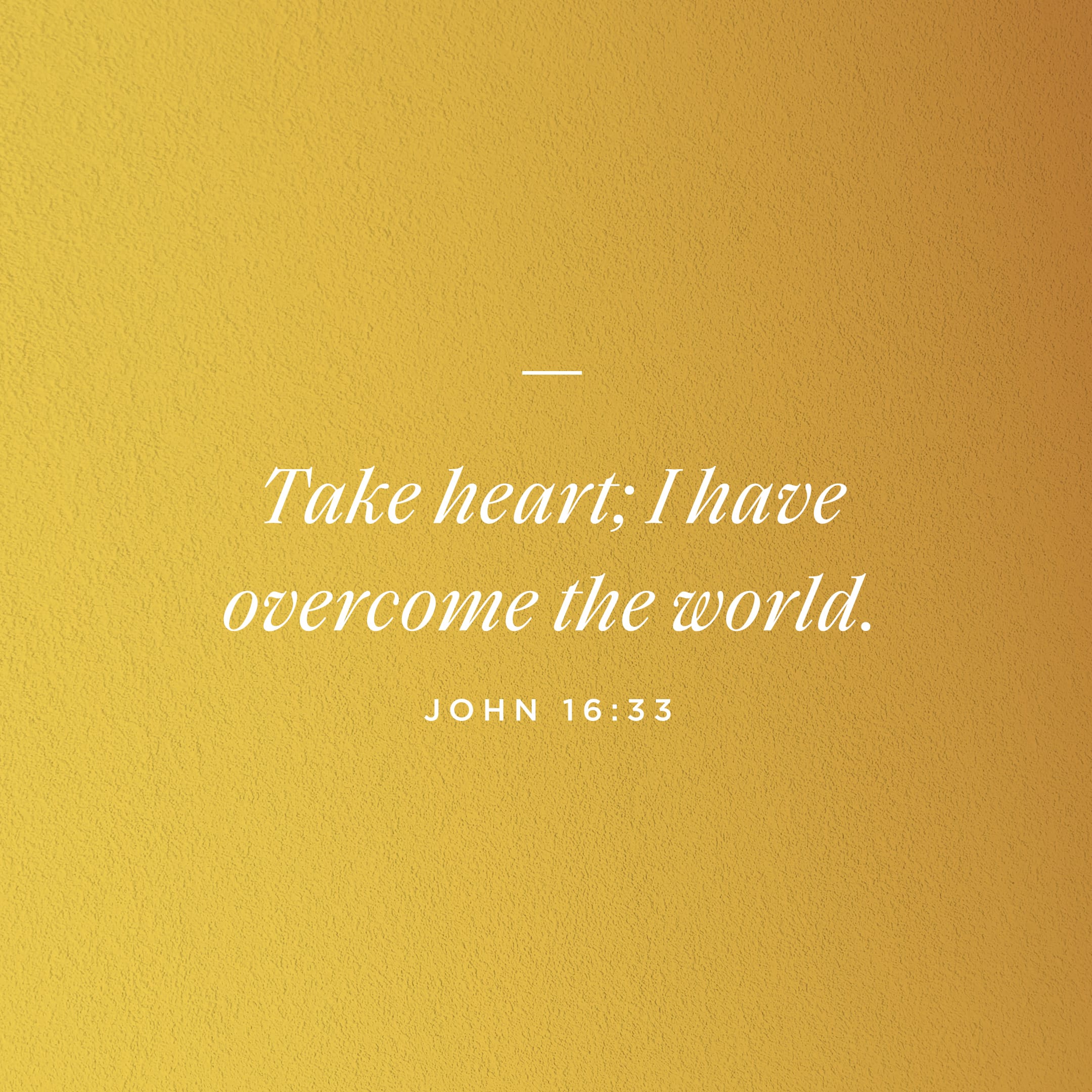 Take Heart, for Christ Has Overcome the World