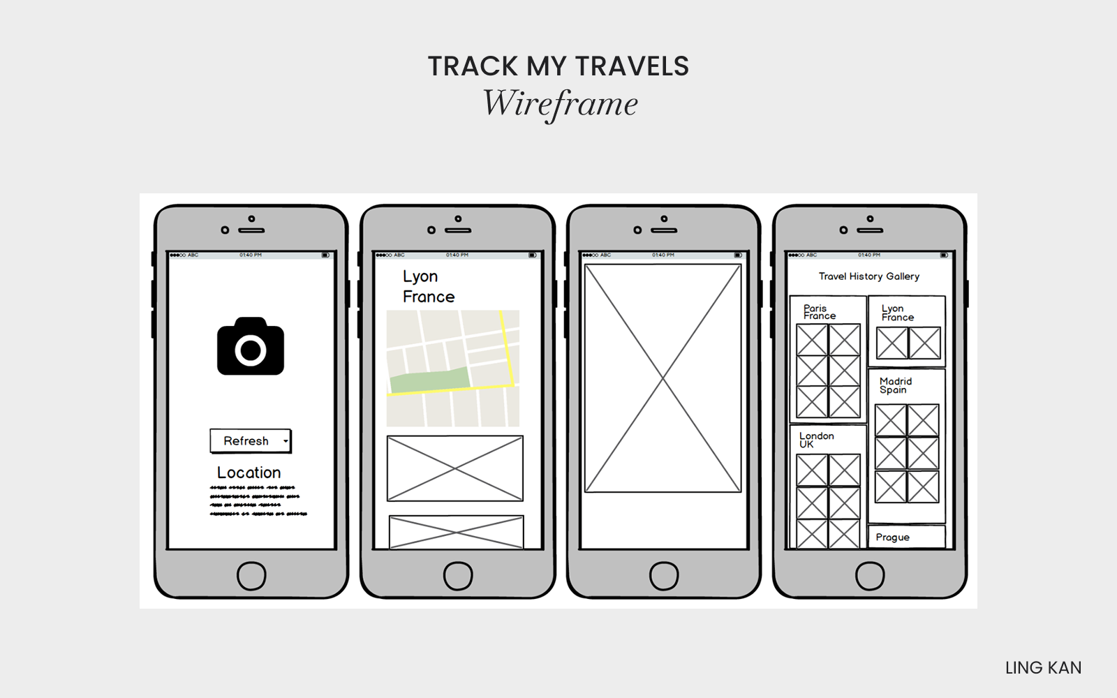 Track my travels - Wireframe