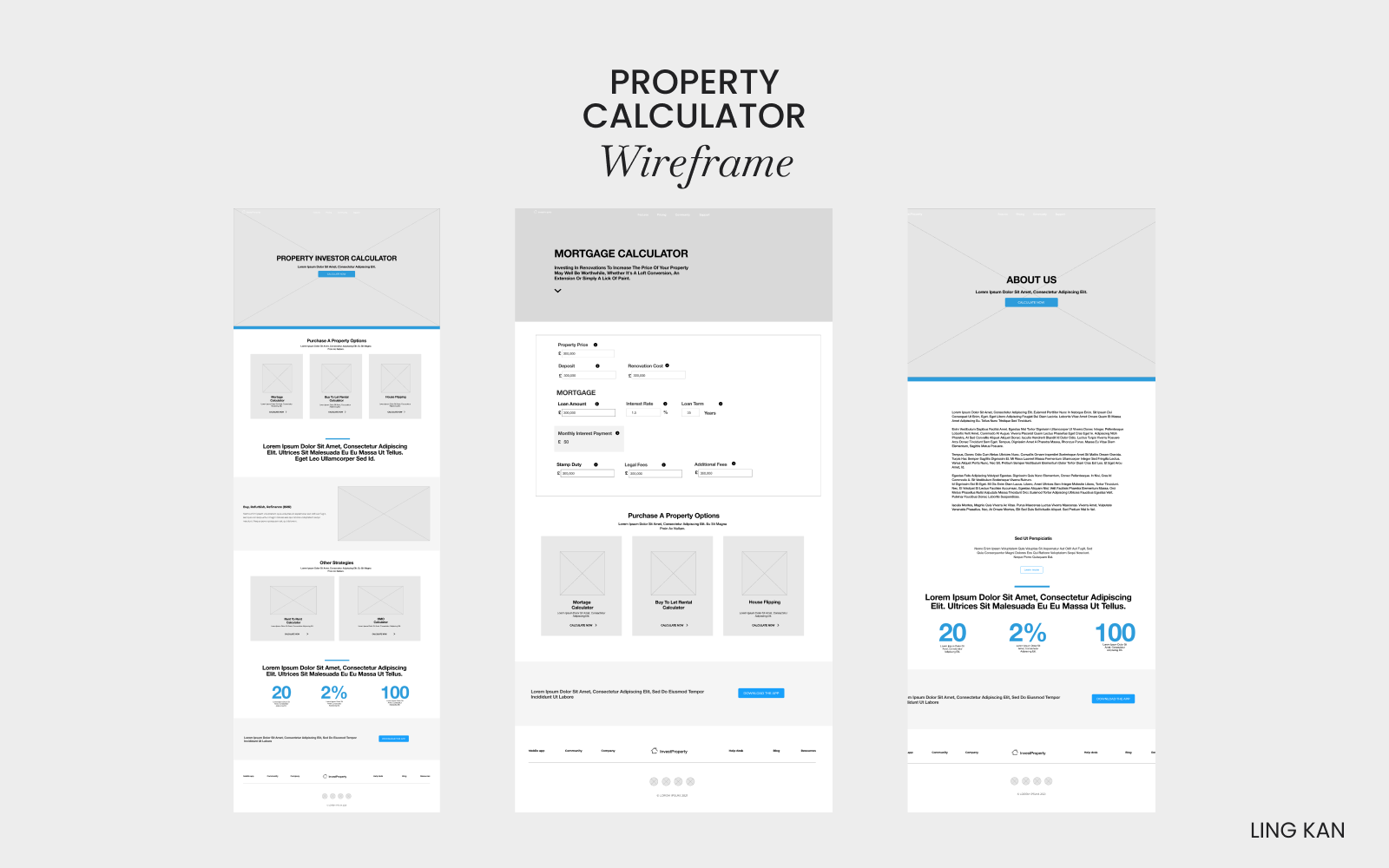 Property Calculator - Wireframe