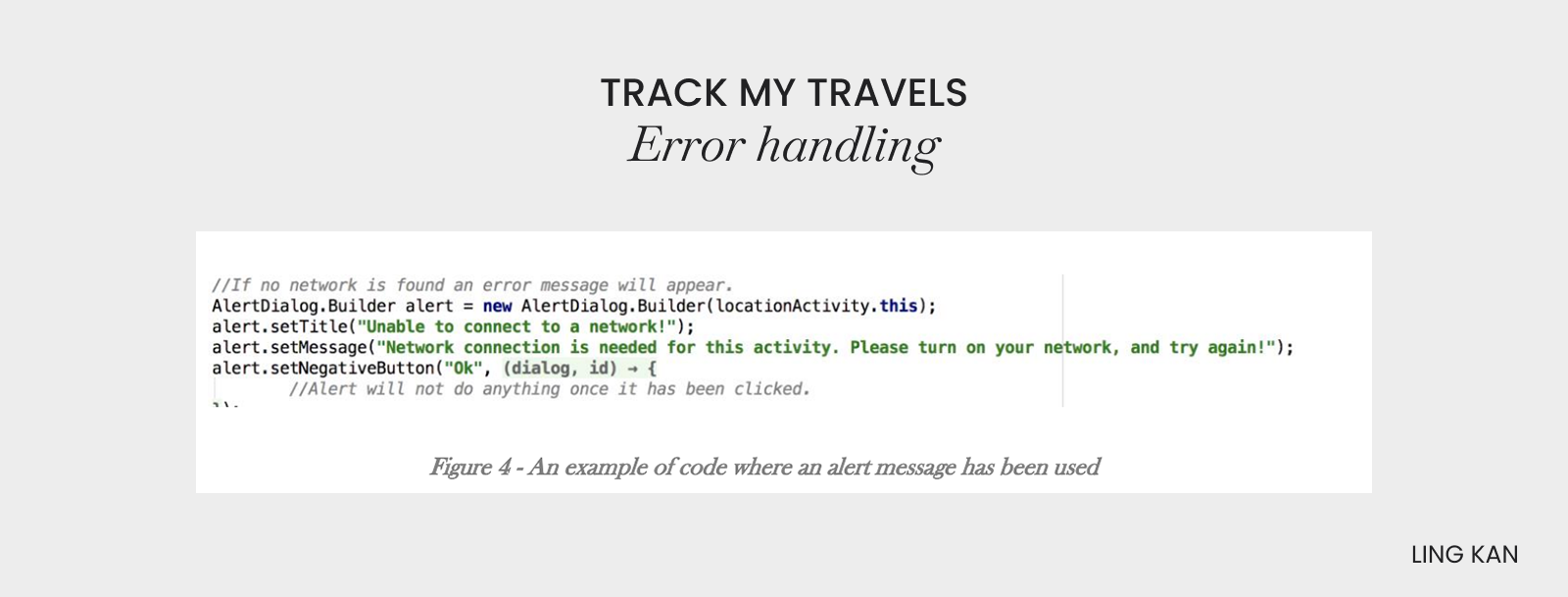 Track my travels - Error handling