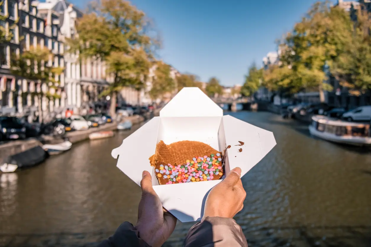 Stroopwafel overlooking canal