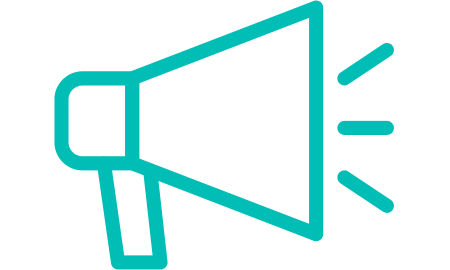 Loudhailer icon coloured Cambridge Blue