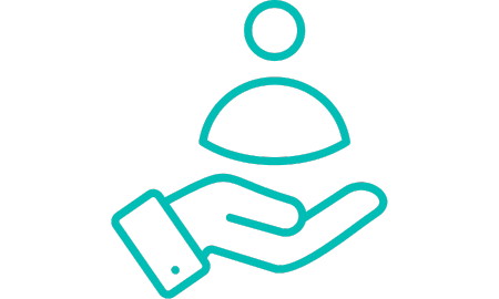 Icon of a hand supporting a person