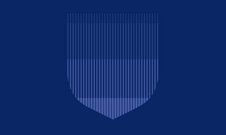 Blue vertical stripes fill a shield shape, representative of the Cambridge University Press logo.