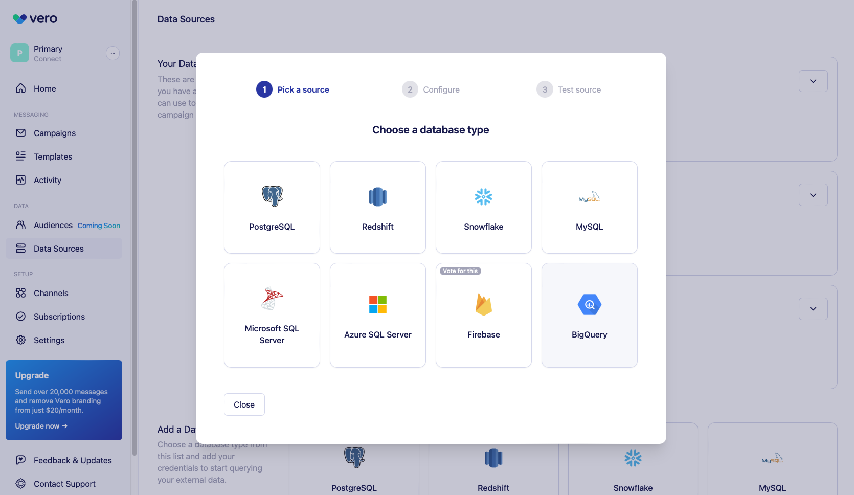 Choose BigQuery database