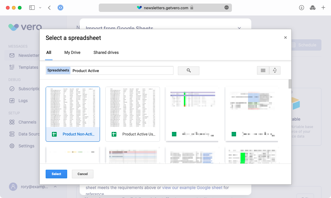 Pick a file from Google Drive