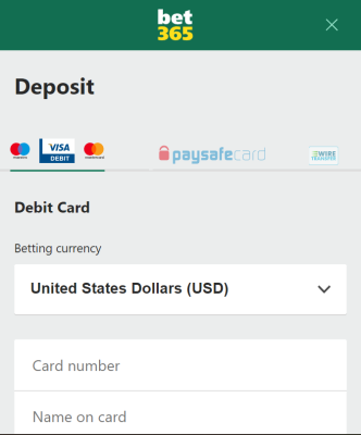 bet365 mobile deposit page