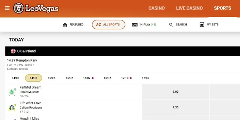 LeoVegas Ireland Sportsbook and Horse Racing Markets