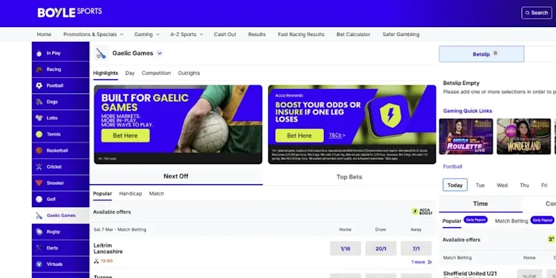 BOYLE Sports Ireland Gaelic Games and Acca Rewards