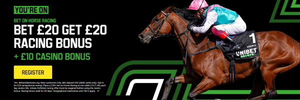 Unibet New Customer Offer - Horse Racing - Bet £20 Get a £20 Bonus + £10 Casino Bonus