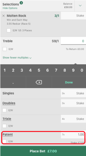 Bet365 Patent - How to place - Stake size entry
